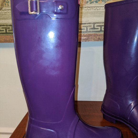 Hunter Original Tall Gloss Purple Rain Boots - Picture 2 of 6